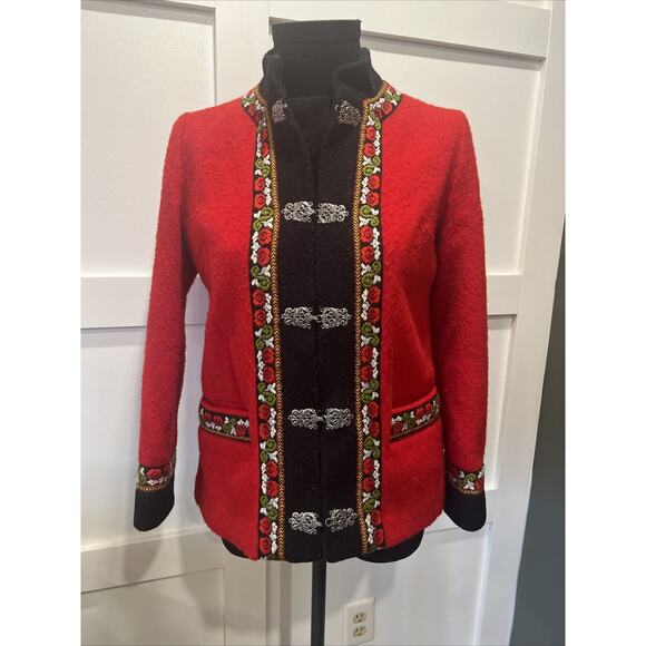 Fjord Fashion Red Jacket 1970s Women’s Size EUR 40 (small) Christmas - Picture 1 of 5